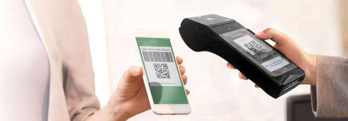 Merchant terminal scans mobile barcode